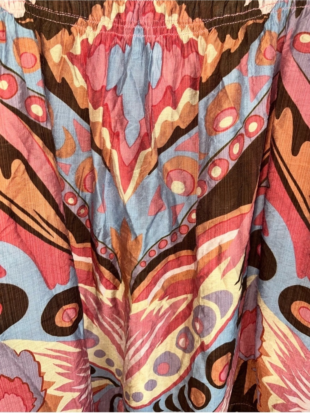 Umgee Boho Off Shoulder Blouse Medium Multicolor Abstract Floral Peasant Top - Picture 5 of 7